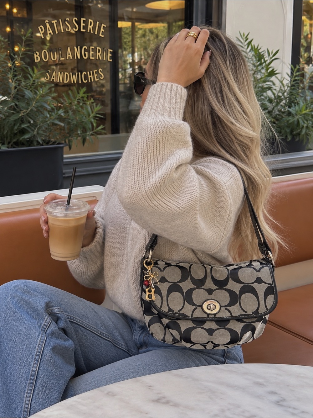 Vintage Coach Soho Optic Signature Shoulder Bag Black Grey Y2K